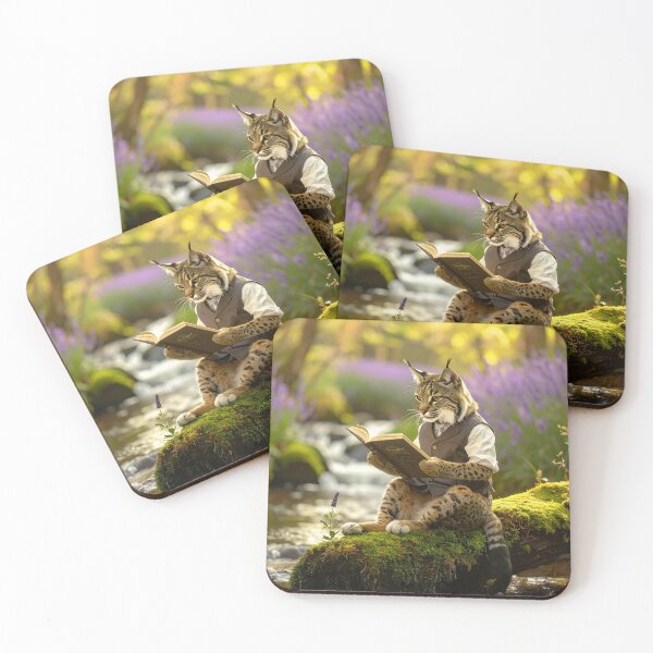 Item preview, Dark Academia Wildcat Reading a Book | Scholarly Lynx, Forestcore Art designed and sold by Englandbear.