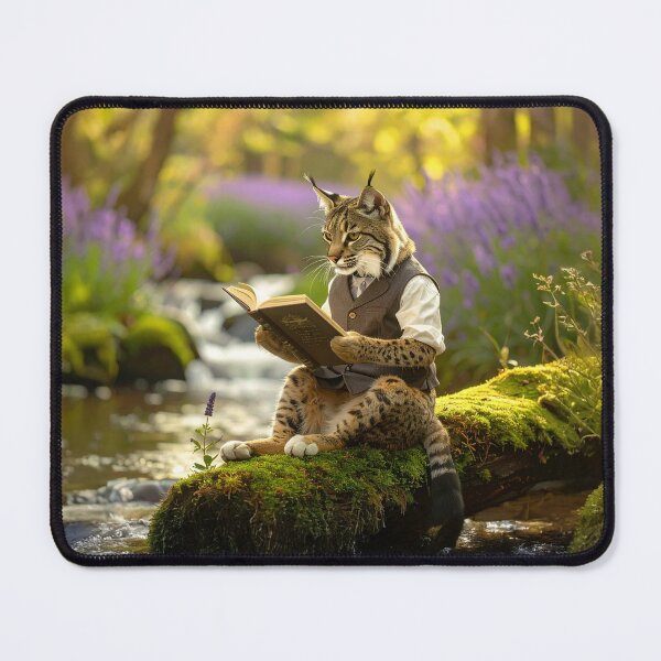 Item preview, Dark Academia Wildcat Reading a Book | Scholarly Lynx, Forestcore Art designed and sold by Englandbear.
