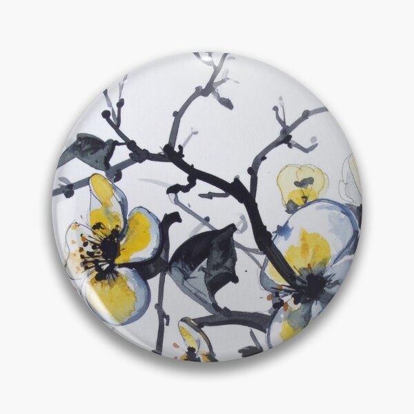 Item preview, Yellow & Blue Ink Blossom Illustration designed and sold by yara.lahdo.