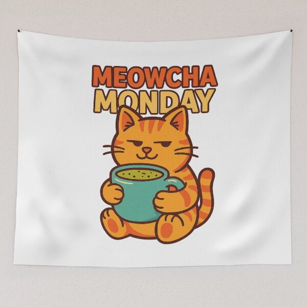 Item preview, Meowcha Monday – Cat with Matcha Latte designed and sold by Architect Prime.