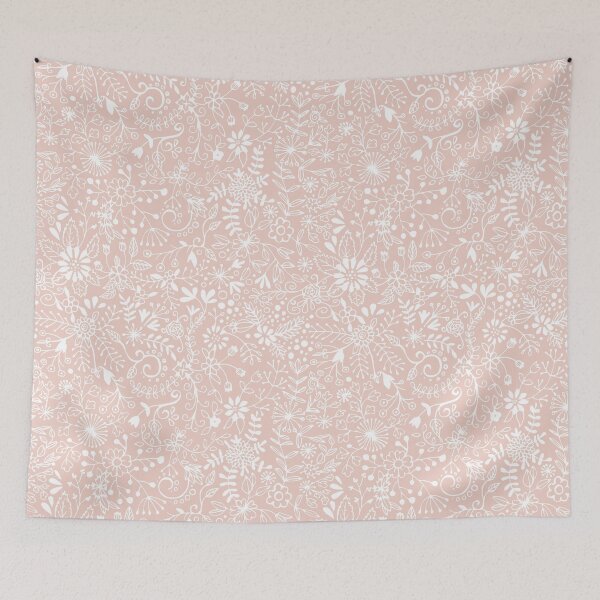 Item preview, Floral Doodle Pattern - White on Pink designed and sold by Olooriel.