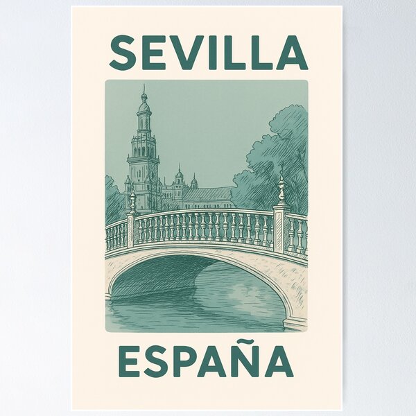 Item preview, Sevilla España Vintage-Style Bridge View designed and sold by OpenArt.