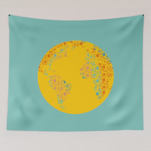Item preview, Floral Earth Sun With Blue Background  designed and sold by missmann.