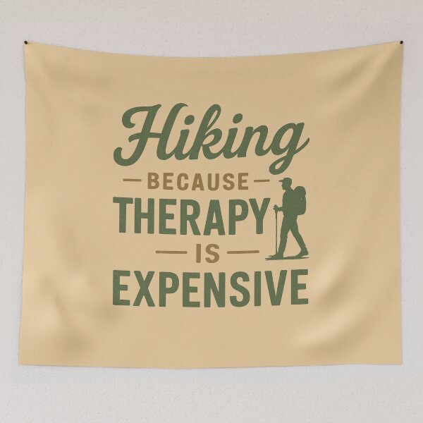 Item preview, Hiking Because Therapy Is Expensive – Vintage Outdoors Sepia and Green designed and sold by Meandmyshop.