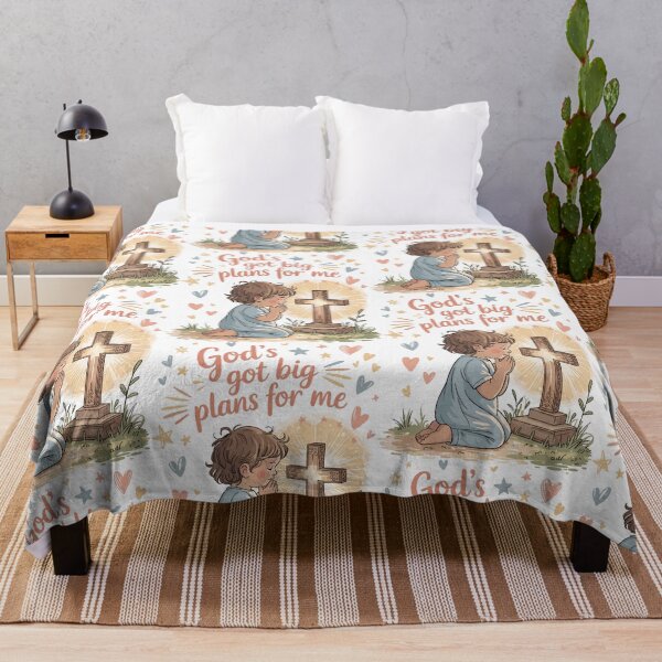 Item preview, God’s Got Big Plans for Me Christian Kids Design | Praying Child Faith Art | Back to School Inspirational Poster, Shirt & Sticker Gift designed and sold by HahaHandlesHub.