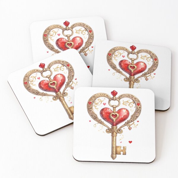 Item preview, Golden ornate key with heart shape and red jewel on a transparent background PNG image PNG file designed and sold by Marimurmurprint.