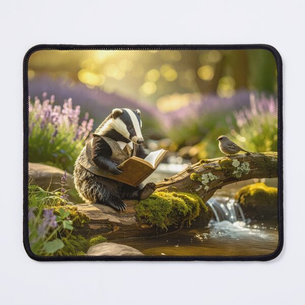Item preview, Cottagecore Badger Reading a Book | Light Academia, Bookish Animal Art designed and sold by Englandbear.