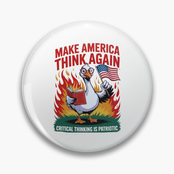 Item preview, Make America Think Again: Satirical Goose Protest Reading Art designed and sold by elynne9.