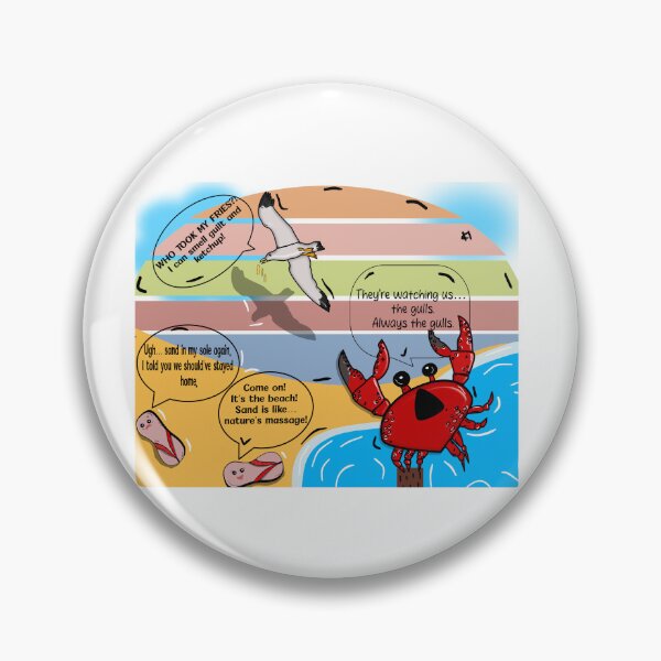 Item preview, Beach Drama Comic – Funny Seagull, Crab & Flip-Flops Cartoon designed and sold by ForcePrint.