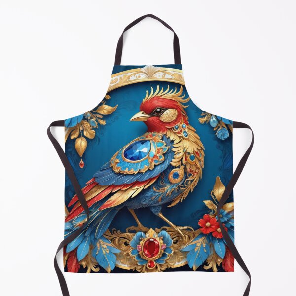 Item preview, Vibrant Blue Bird with Golden Feathers and Jewels designed and sold by semenol.