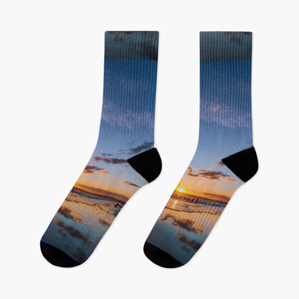 Item preview, Golden Reflections at Camber Sands — Peaceful UK Beach Sunset Photo designed and sold by The Tranquil Canvas.