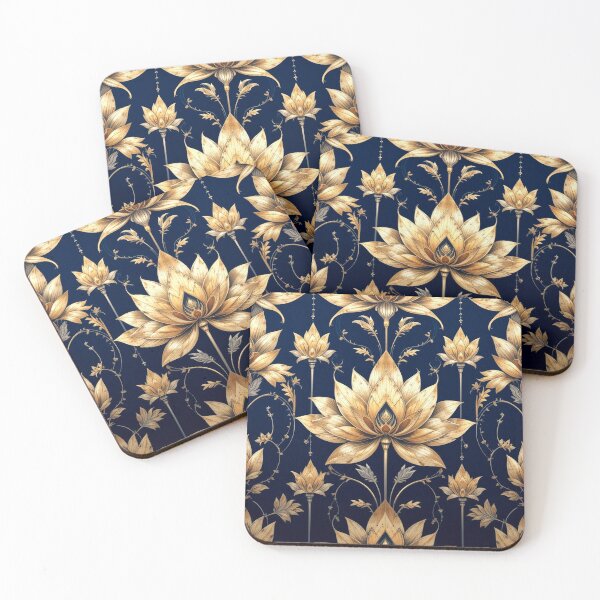 Item preview, Elegant Symmetrical Lotus Pattern with Flowing Gold Vines designed and sold by semenol.