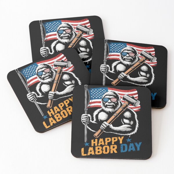 Item preview, Happy Labor Day Bigfoot Patriotic USA Flag designed and sold by kynzify.