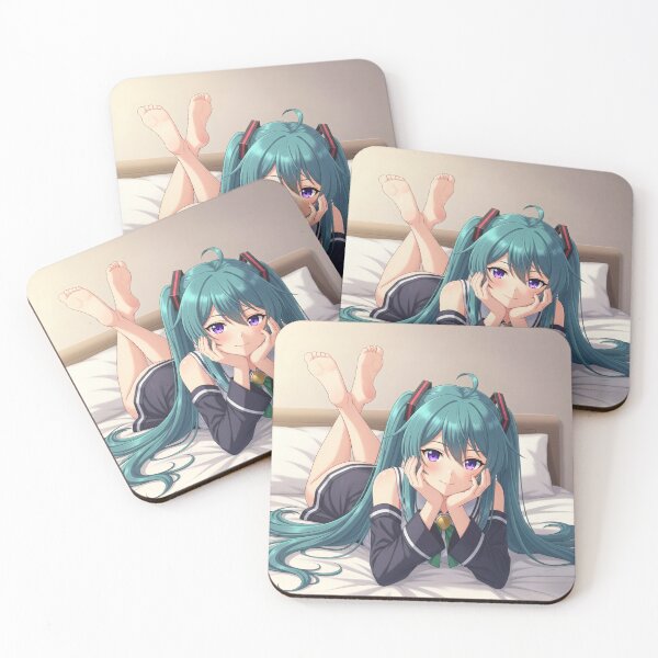 Item preview, Sensual lavender eyed waifu relaxes on bed designed and sold by GerwantSHOP.
