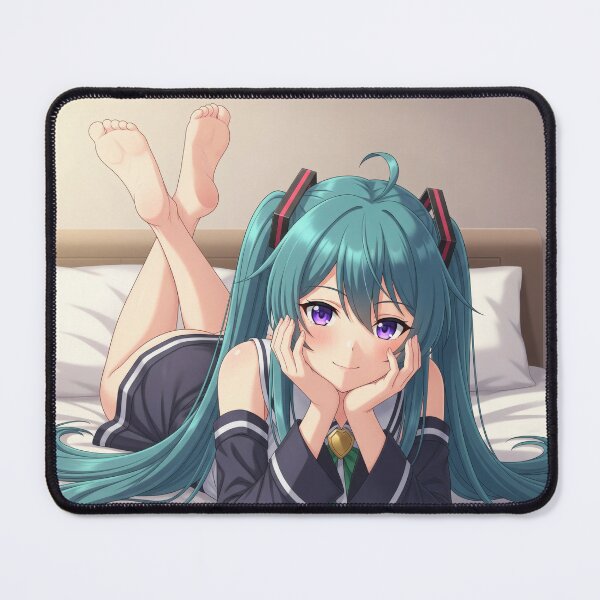 Item preview, Sensual lavender eyed waifu relaxes on bed designed and sold by GerwantSHOP.