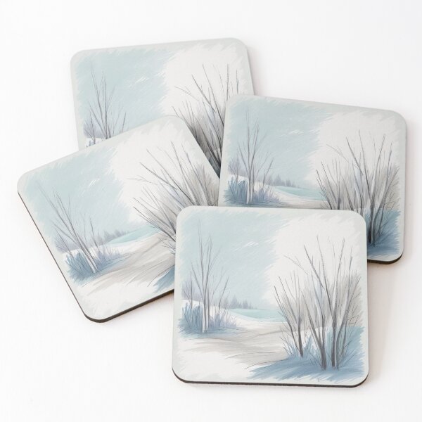 Item preview, Soft Winter Pastel Landscape Sketch designed and sold by Uniquely Yours.