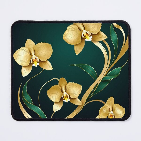 Item preview, Golden Orchids and Green Leaves on Teal Background designed and sold by semenol.