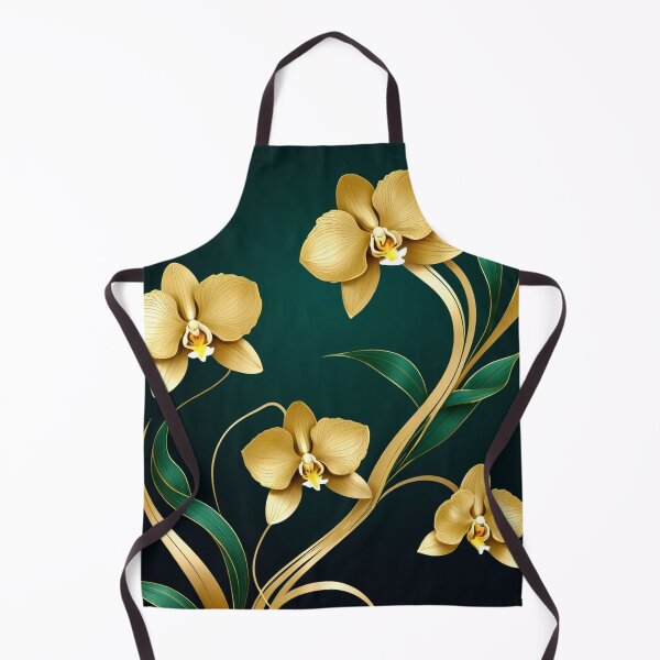 Item preview, Golden Orchids and Green Leaves on Teal Background designed and sold by semenol.