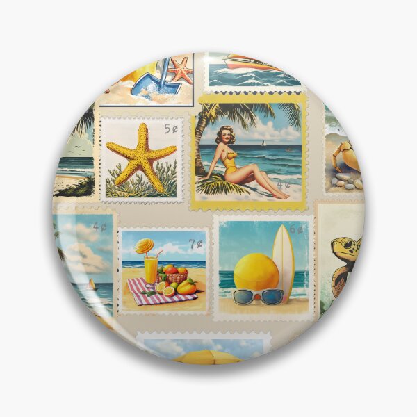Item preview, Sunny Postmarks: Coastal Summer Stamp Collage 1 designed and sold by BrightC.