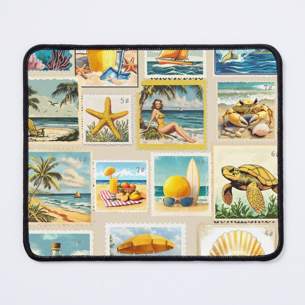 Item preview, Sunny Postmarks: Coastal Summer Stamp Collage 1 designed and sold by BrightC.