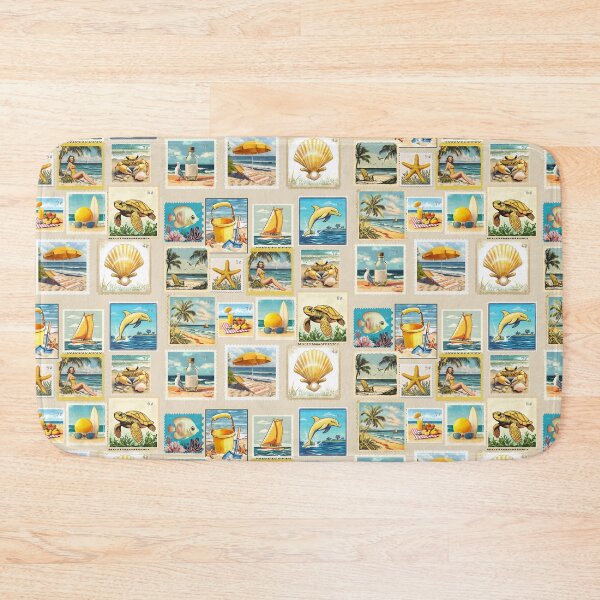 Item preview, Sunny Postmarks: Coastal Summer Stamp Collage 1 designed and sold by BrightC.