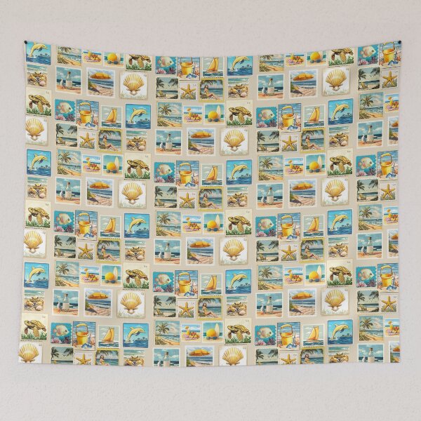 Item preview, Sunny Postmarks: Coastal Summer Stamp Collage 1 designed and sold by BrightC.