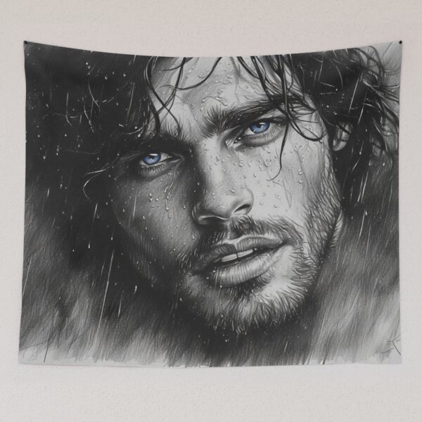 Item preview, Oceanic Eyes - Brooding Masculine Sketch designed and sold by DEZZYDCREATES.