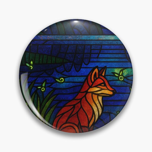 Item preview, Vibrant Stained Glass Fox Art | Mythic Fantasy Animal | The Firefly Fox Guardian designed and sold by AetherLightArt.
