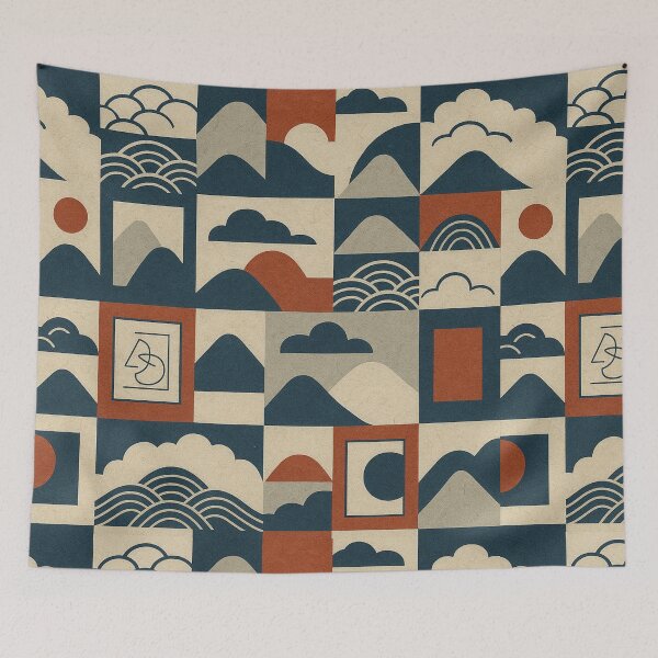 Item preview, Abstract Landscapes in Terra & Indigo designed and sold by Zenvo.