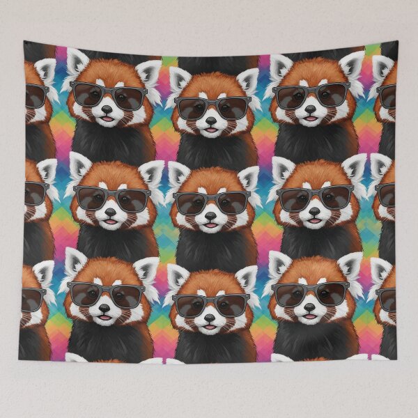 Item preview, Cool Red Panda Rainbow Background designed and sold by MythicPrompts.