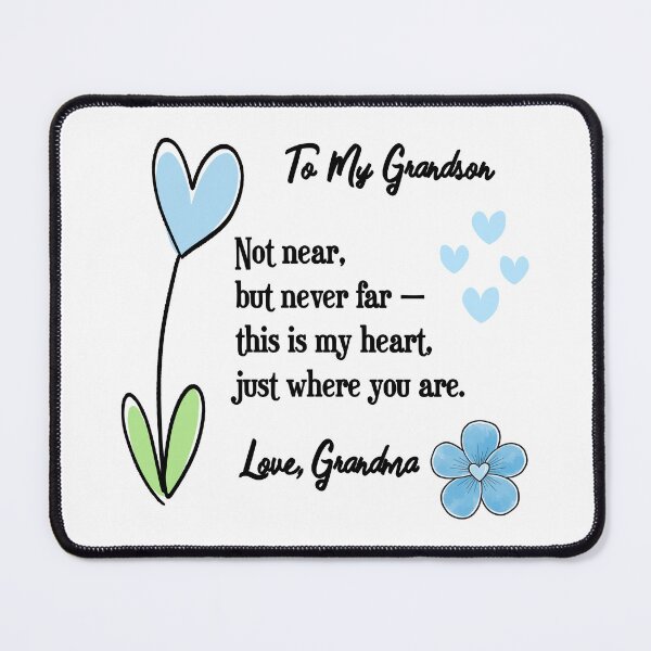 Item preview, Not Near, But Never Far – Grandmother’s Love Poem in Blue Flowers and Hearts designed and sold by EmeraldeaArt.