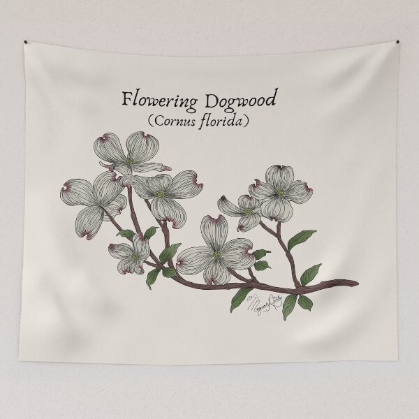 Item preview, Texas Native Plant- Flowering Dogwood (Cornus florida) Vintage Nature Art designed and sold by Marguerite Artistry.