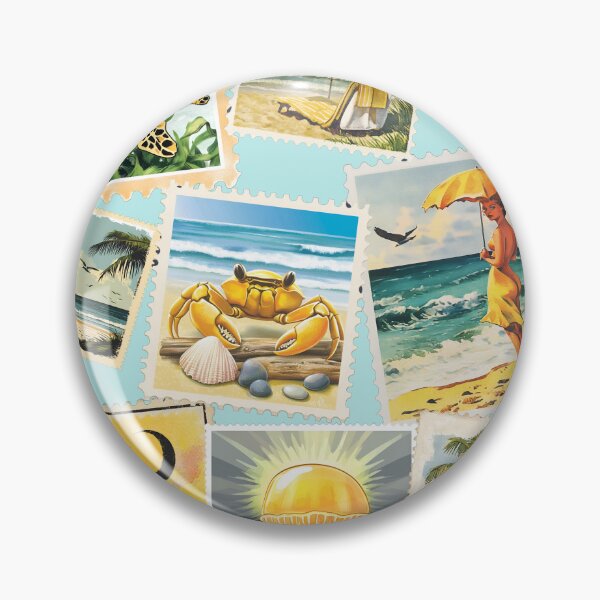 Item preview, Sunny Postmarks: Coastal Summer Stamp Collage 2 designed and sold by BrightC.
