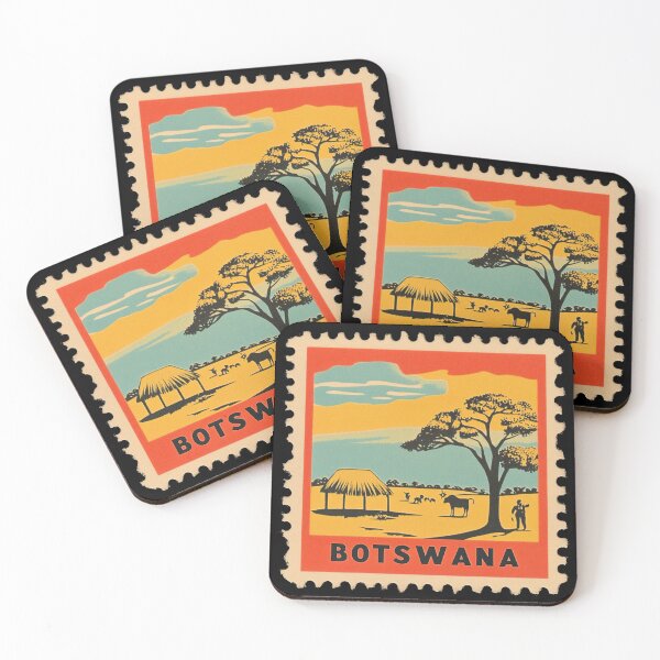 Item preview, Botswana Stamp Design – African Landscape Retro Travel Art designed and sold by tiigerdad.