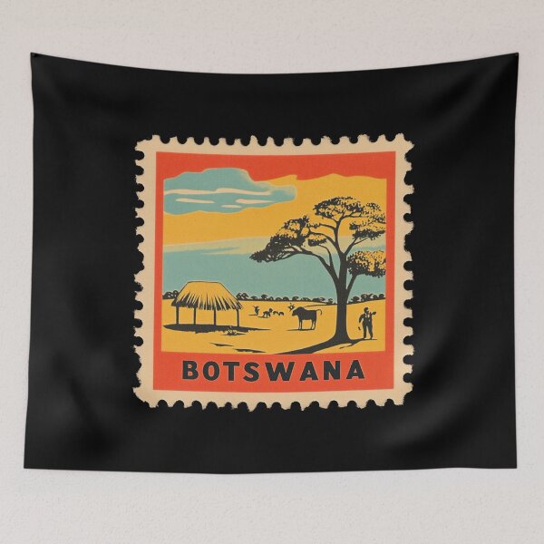 Item preview, Botswana Stamp Design – African Landscape Retro Travel Art designed and sold by tiigerdad.