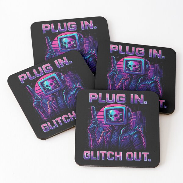 Item preview, Cyberpunk Glitch Warrior – “Plug In. Glitch Out.” Neon Techcore Art designed and sold by amrani20.