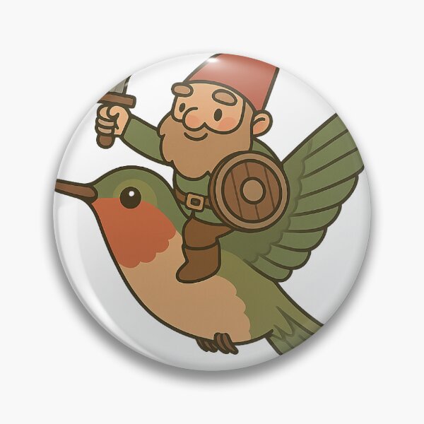Item preview, Cottagecore Gnome Knight on Hummingbird Sticker designed and sold by PaganPrinting.