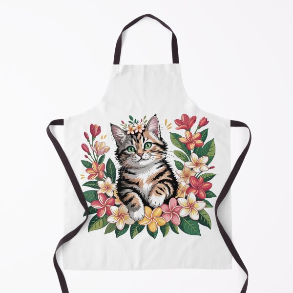 Item preview, Kitten With Plumerias Floral designed and sold by Diane Gotti.