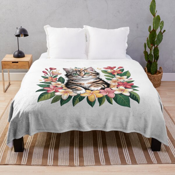 Item preview, Kitten With Plumerias Floral designed and sold by Diane Gotti.