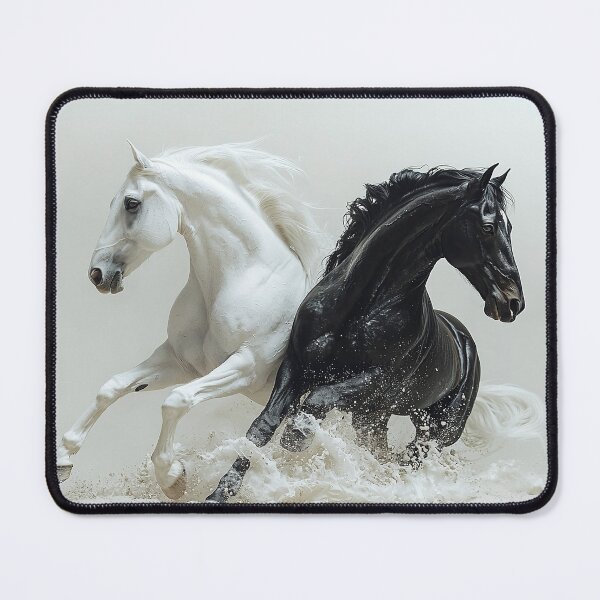 Item preview, White and Black Horse running together designed and sold by CritterWisdom.