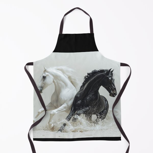 Item preview, White and Black Horse running together designed and sold by CritterWisdom.