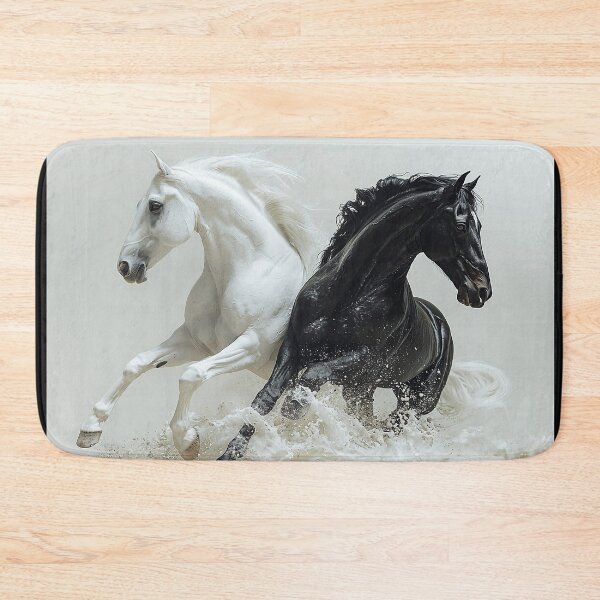 Item preview, White and Black Horse running together designed and sold by CritterWisdom.