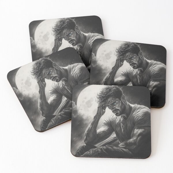 Item preview, Heartbreak By Moonlight - Brooding Masculine Sketch designed and sold by DEZZYDCREATES.