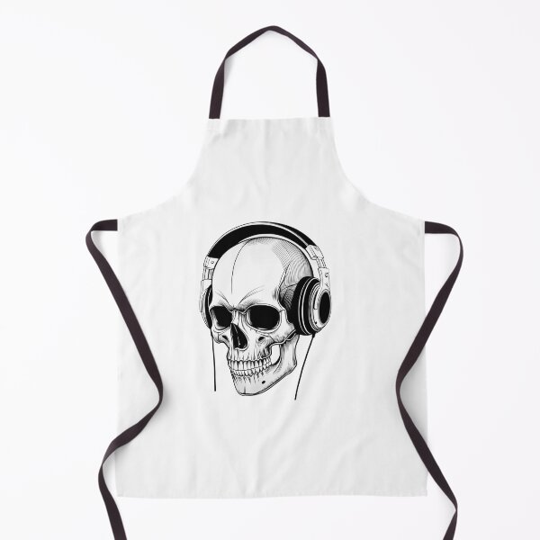 Item preview, Angled Skull with Headphones Black and White Illustration designed and sold by RM-Journey.