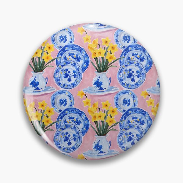 Item preview, Preppy Daffodils and Blue and White ceramivs designed and sold by SophieClimaArt.