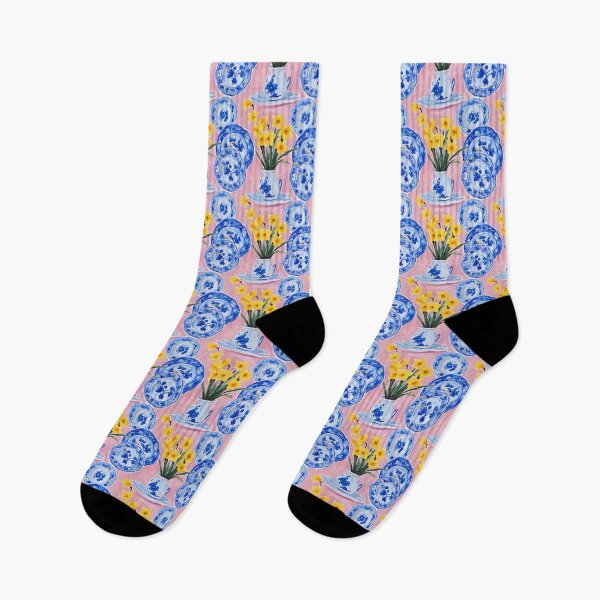 Item preview, Preppy Daffodils and Blue and White ceramivs designed and sold by SophieClimaArt.