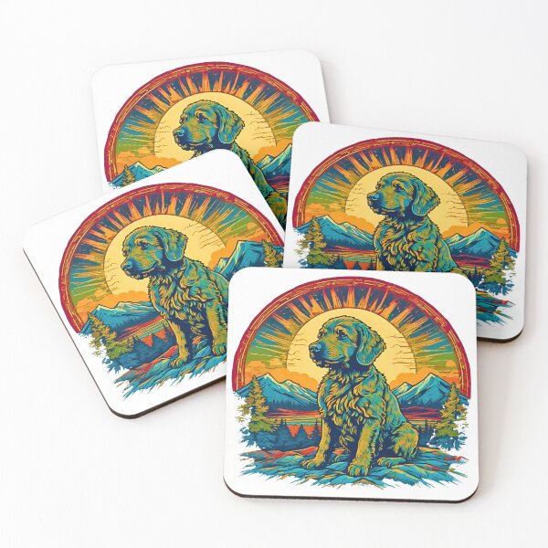 Item preview, Miniature Goldendoodle Retro Sunset Mountain Design designed and sold by Fredster1966.