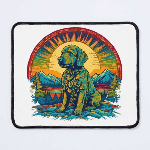 Item preview, Miniature Goldendoodle Retro Sunset Mountain Design designed and sold by Fredster1966.