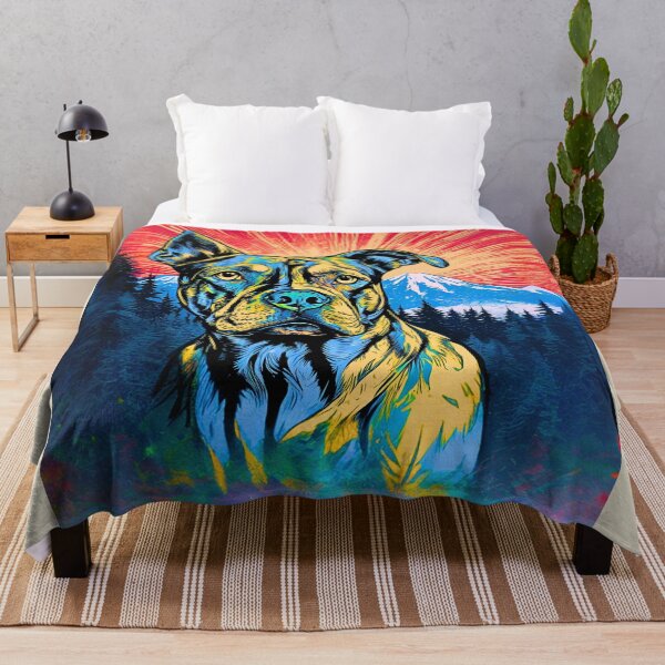 Item preview, Retro Sunset Pitbull Design – Vintage Mountain Dog Lover Art designed and sold by Fredster1966.