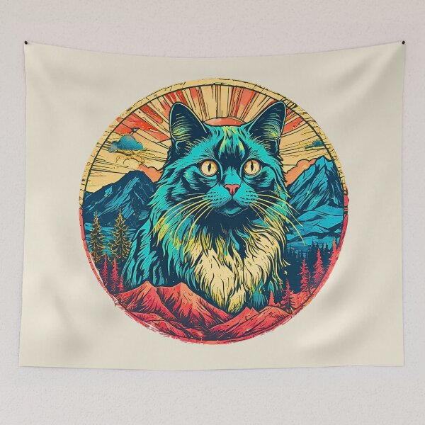 Item preview, Ragdoll Cat Retro Sunset Design – Vintage Mountain Aesthetic designed and sold by Fredster1966.
